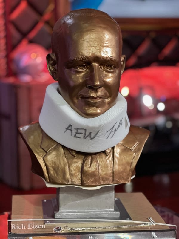 Tony Khan's neck brace appears on a bust of Rich Eisen (Photo: The Rich Eisen Show)