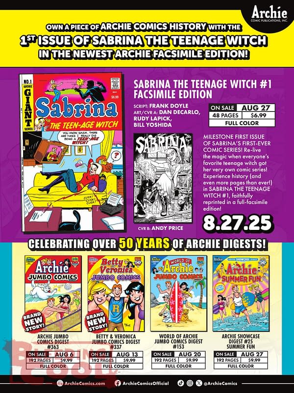 Archie Comics August 2025 Solicits
