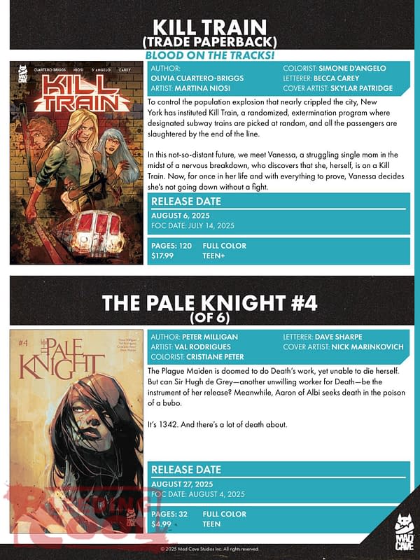 Mad Cave Comics August 2025 Solicits