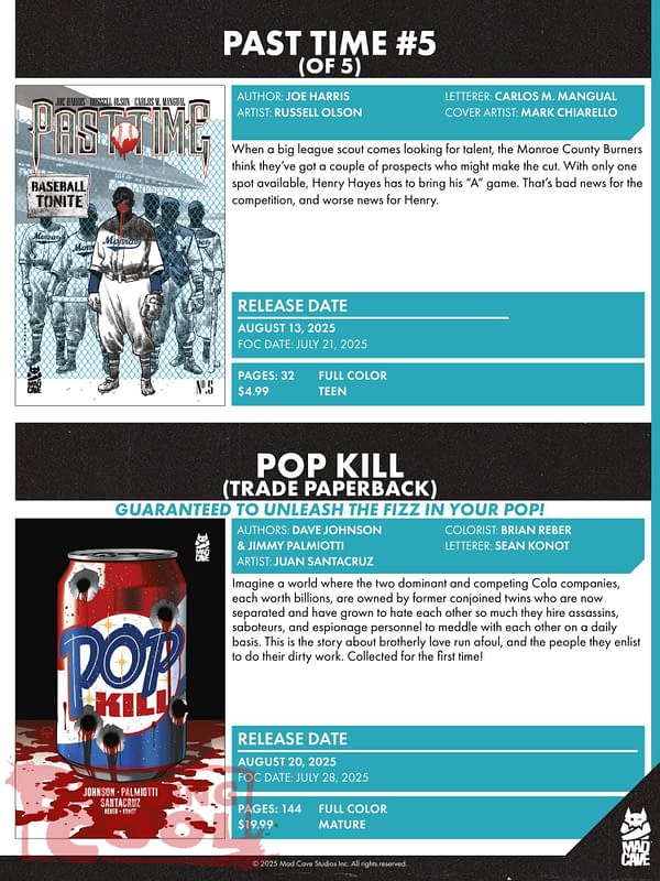 Mad Cave Comics August 2025 Solicits