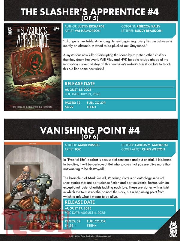 Mad Cave Comics August 2025 Solicits