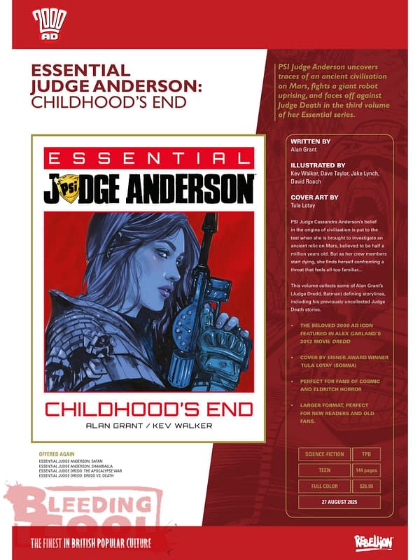Rebellion 2000AD Comics August 2025 Solicits