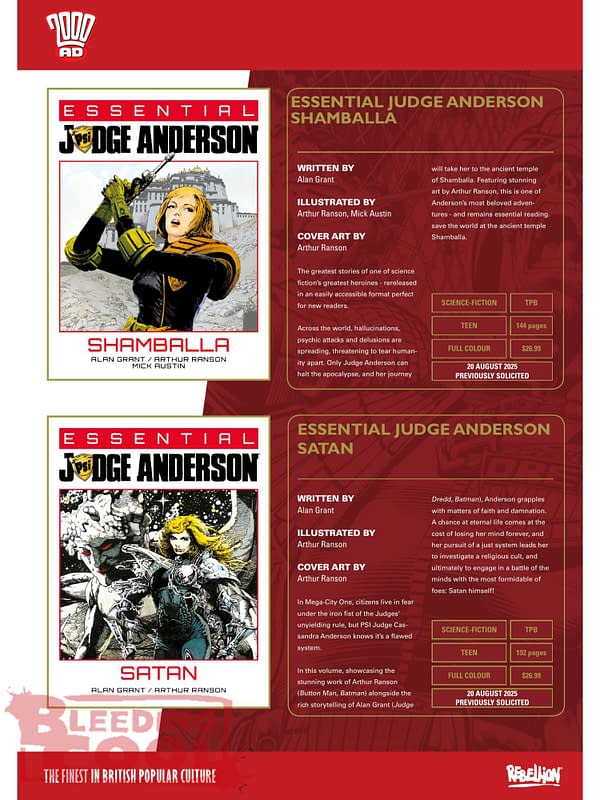Rebellion 2000AD Comics August 2025 Solicits
