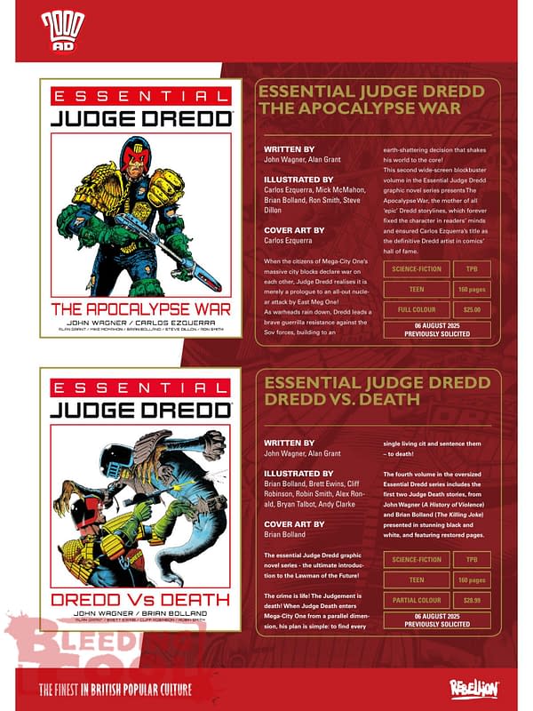 Rebellion 2000AD Comics August 2025 Solicits