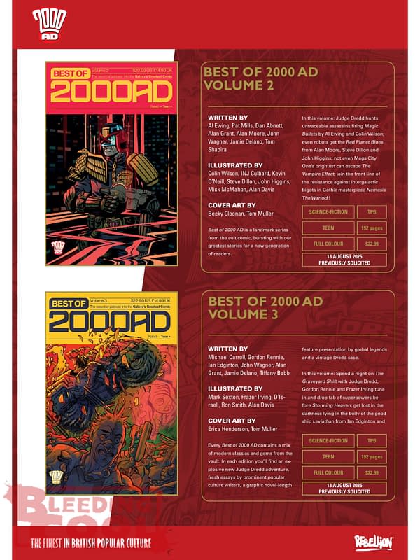 Rebellion 2000AD Comics August 2025 Solicits