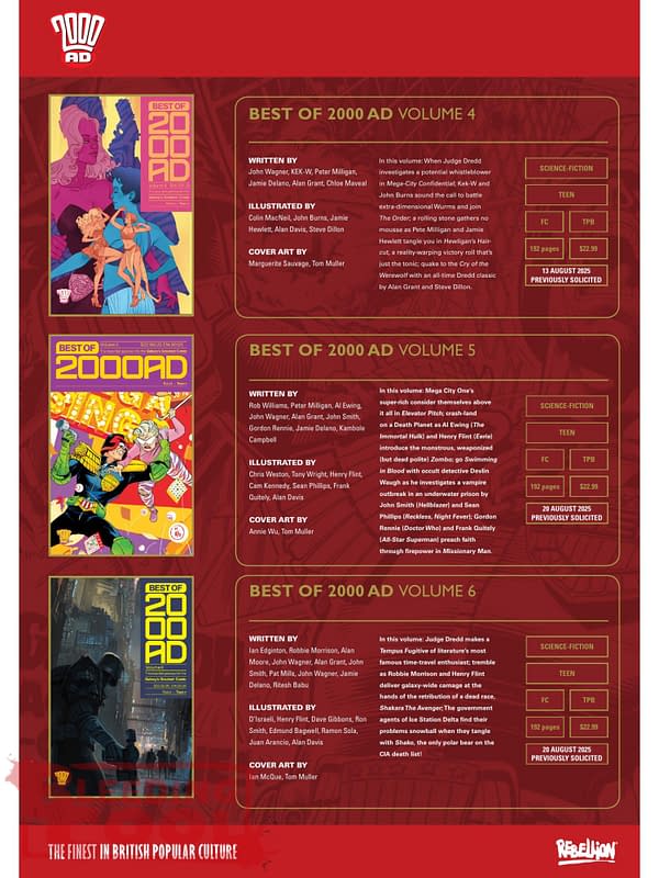 Rebellion 2000AD Comics August 2025 Solicits
