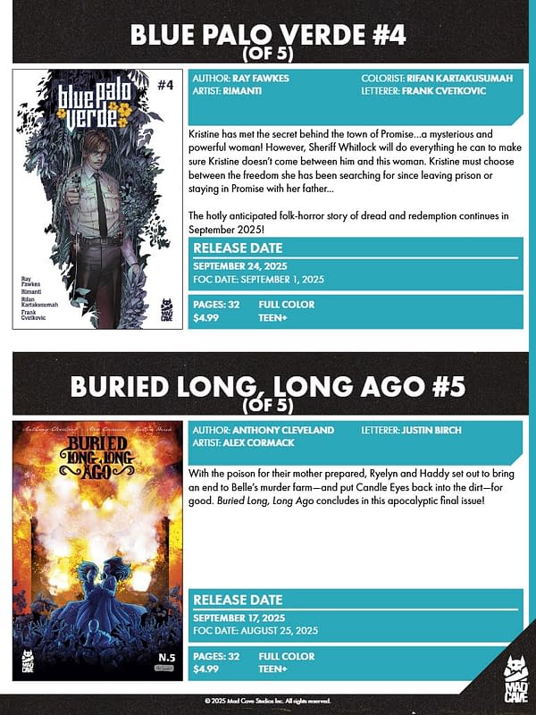 Mad Cave Studios September 2025 Solicits