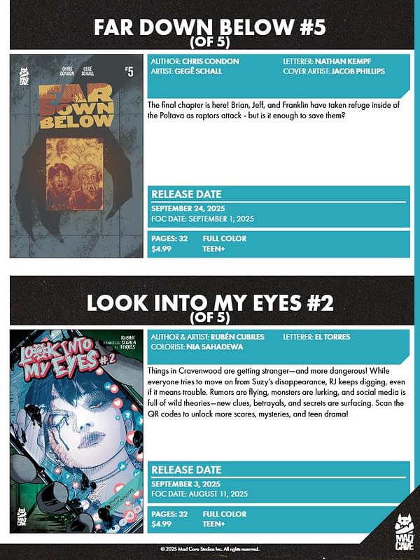 Mad Cave Studios September 2025 Solicits