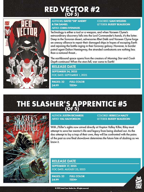 Mad Cave Studios September 2025 Solicits