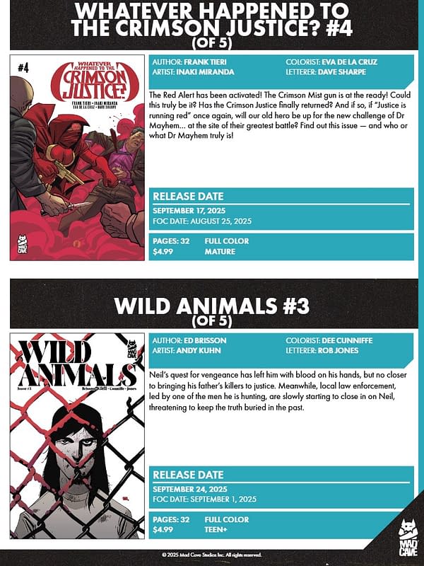 Mad Cave Studios September 2025 Solicits