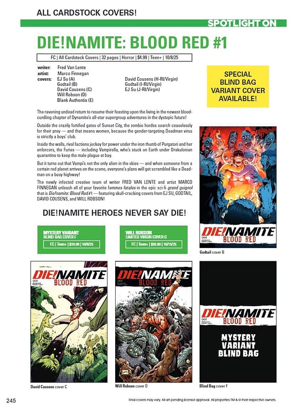 Dynamite October 2025 Solicits And Solicitations