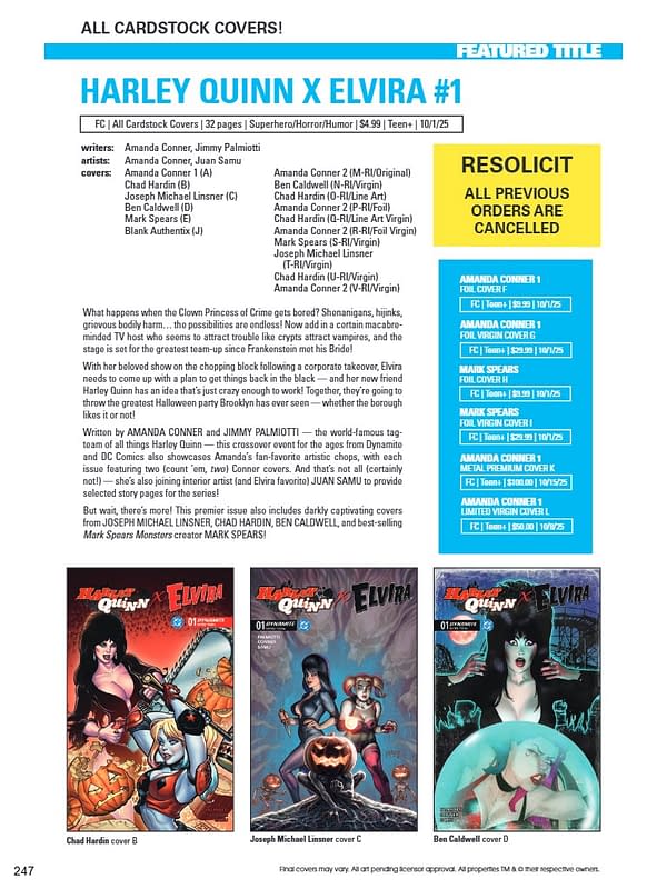 Dynamite October 2025 Solicits And Solicitations