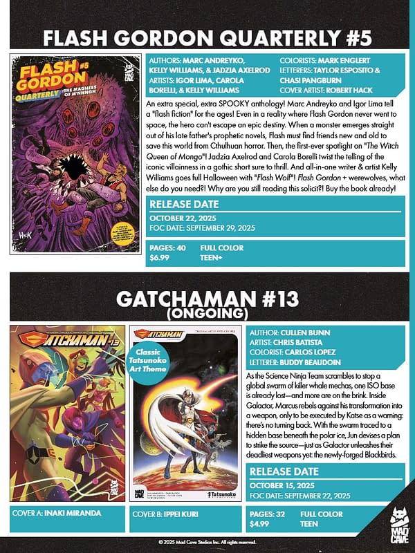 Mad Cave Studios October 2025 Solicits And Solicitations