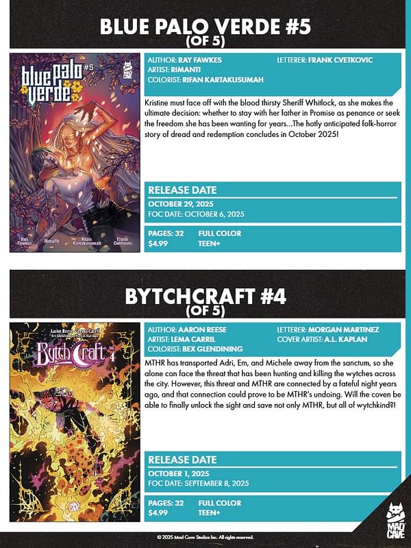 Mad Cave Studios October 2025 Solicits And Solicitations