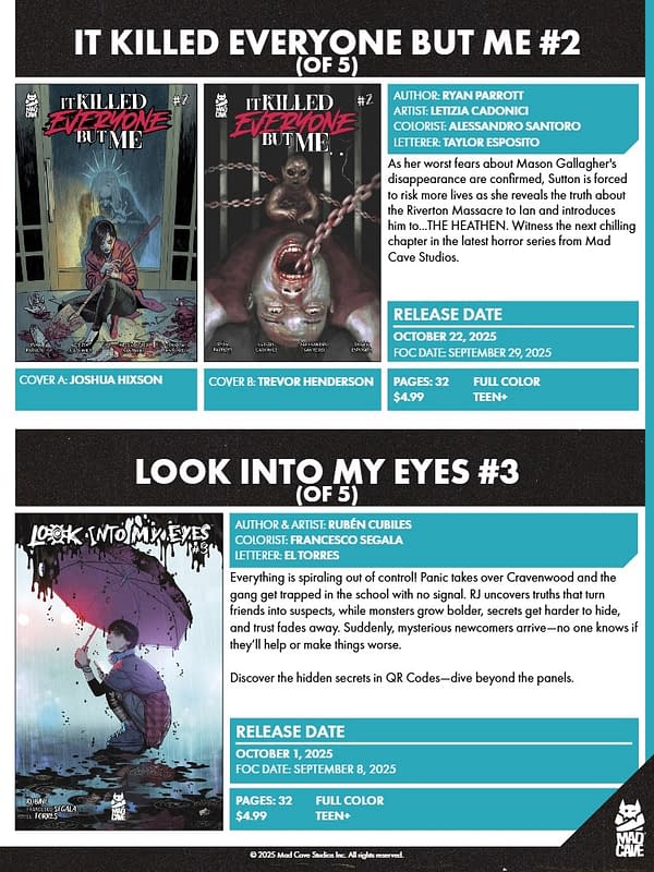 Mad Cave Studios October 2025 Solicits And Solicitations