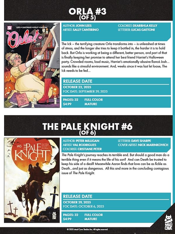 Mad Cave Studios October 2025 Solicits And Solicitations