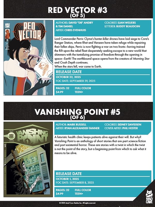 Mad Cave Studios October 2025 Solicits And Solicitations
