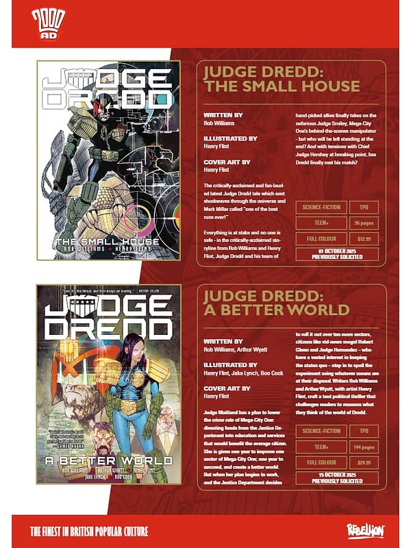 Rebellion October 2025 Solicits And Solicitations