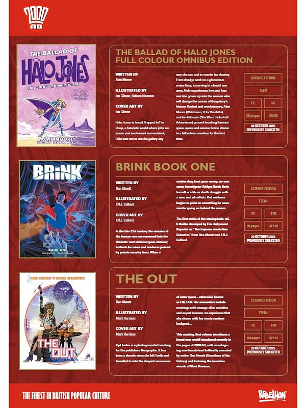 Rebellion October 2025 Solicits And Solicitations