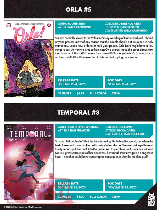 Mad Cave Studios Comics December 2025 Solicits