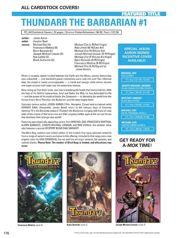 Dynamite Entertainment January 2026 Solicits And Solicitations
