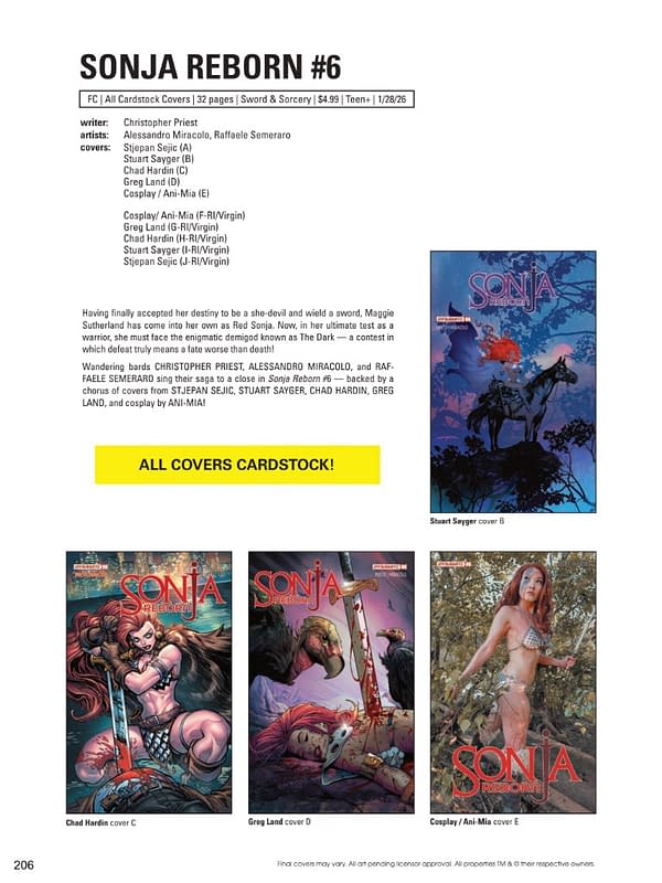 Dynamite Entertainment January 2026 Solicits And Solicitations