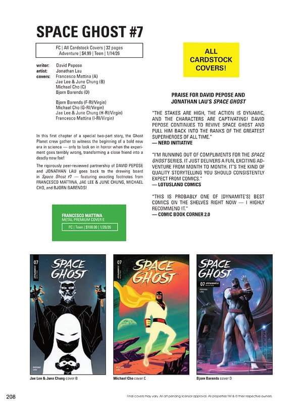 Dynamite Entertainment January 2026 Solicits And Solicitations