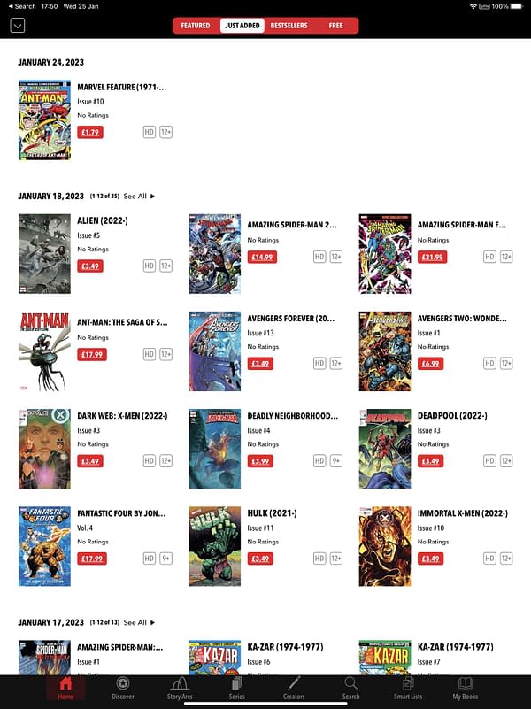 Marvel Digital App Not Updating In Wake Of ComiXology Layoffs