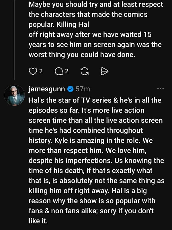 Lanterns EP James Gunn Shuts Down Storyline, Hal Jordan Complaints