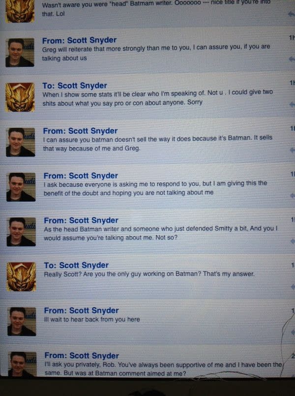 Now It's Rob Liefeld Vs Scott Snyder - "Get Over Yourself You Pretentious Prick"