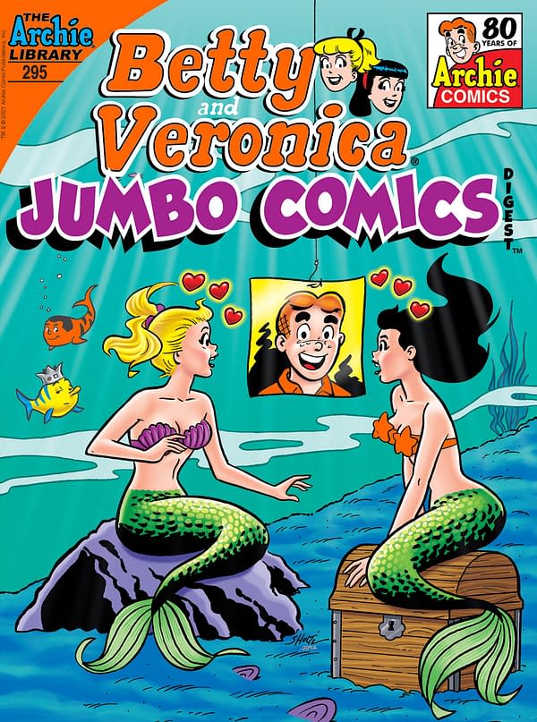 Cover to Betty & Veronica Jumbo Comics Digest #295, by Jamie L. Rotante, Dan Parent, and more, in stores Wednesday, July 14th digitally and Wednesday, July 21st in comic shops from Archie Comics
