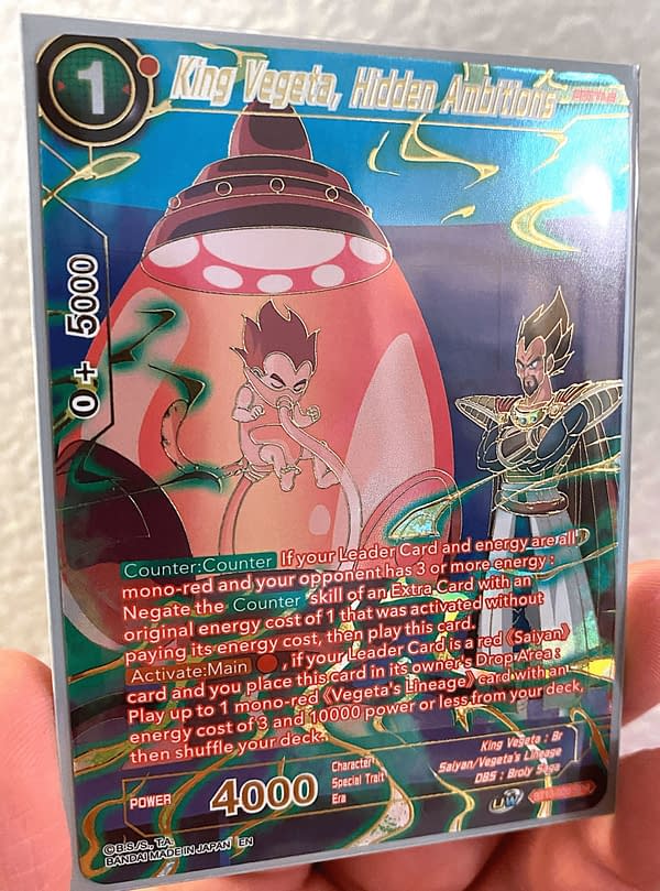 Dragon Ball Super Card Game: King Vegeta, Hidden Ambitions. Credit: Bandai