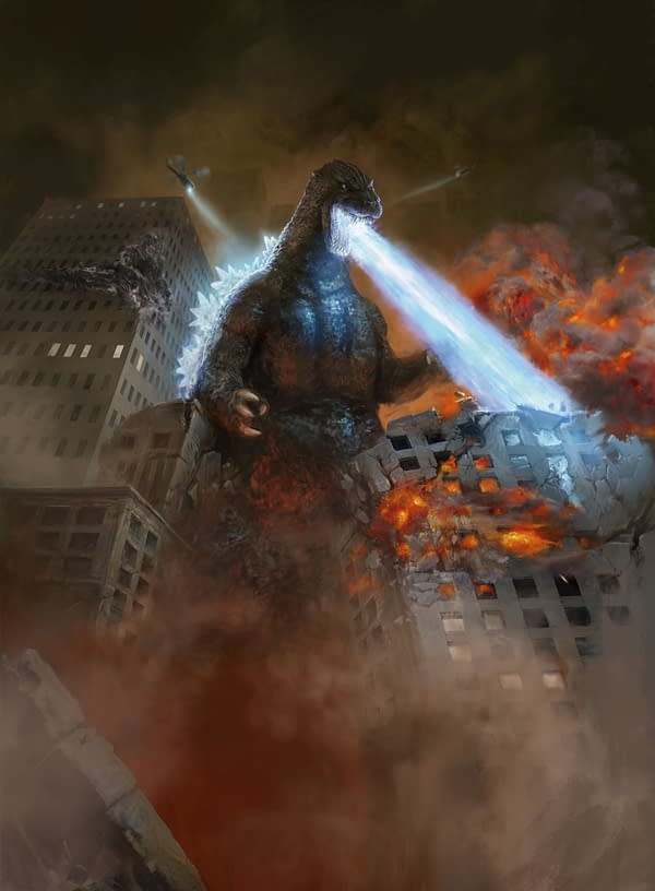 Godzilla, King of the Monsters card preview from Wizards of the Coast and TOHO CO., Ltd. with art by Antonio Jose Manzanedo.
