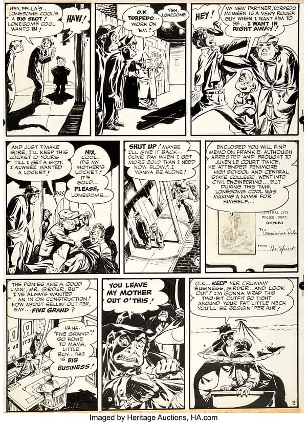 Complete 7 Page Will Eisner Spirit Story Original Artwork From 1949 Auctioned