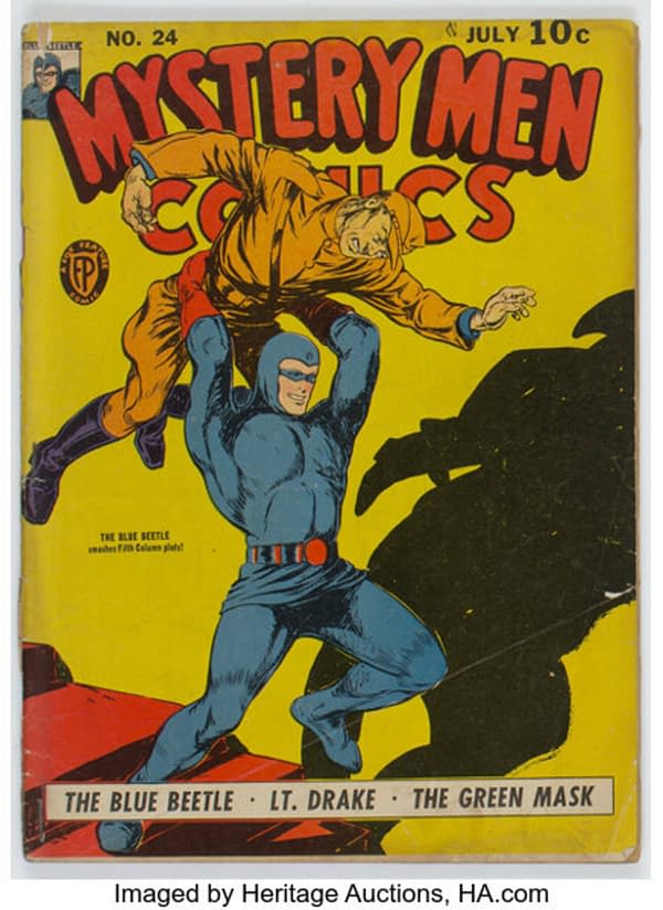 Blue Beetle Stands Out On Mystery Men Comics #24 At Heritage Auctions