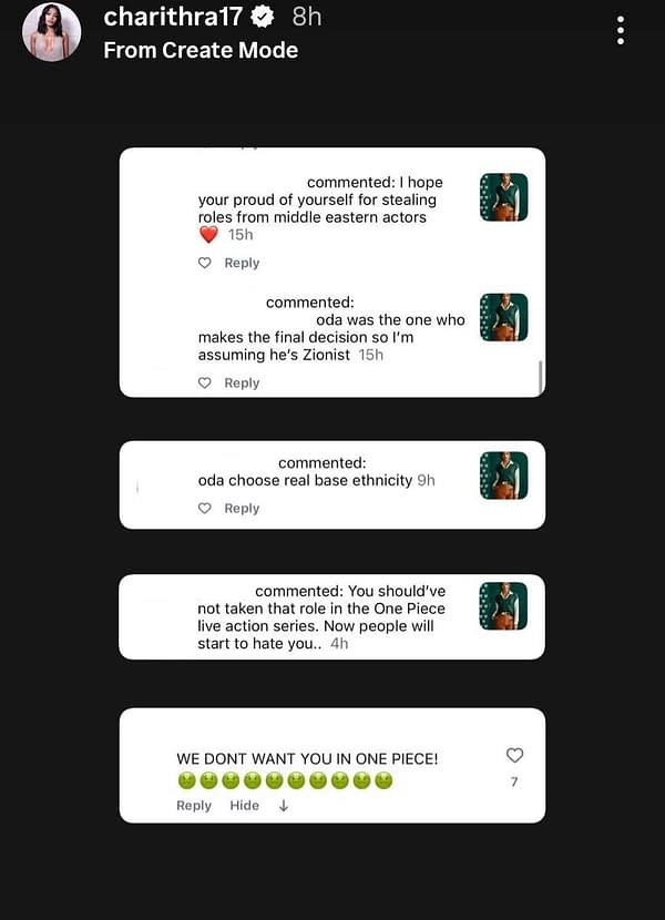 One Piece Star Posts Examples of Hate She's Received Over Casting