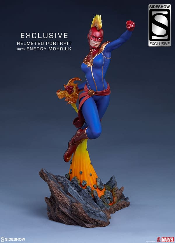 Captain Marvel Brings Cosmic Power with New Sideshow Statue
