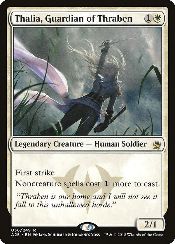 Thalia, Guardian of Thraben, in the Masters 25 set from Magic: The Gathering.
