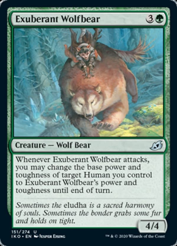 Exuberant Wolfbear, a new card from the Ikoria: Lair of Behemoths set for Magic: The Gathering.
