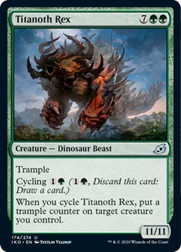 Titanoth Rex, a new card from the Ikoria: Lair of Behemoths set for Magic: The Gathering.
