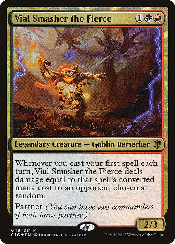 Vial Smasher, the Fierce, a card from the Commander 2016 set for Magic: The Gathering.