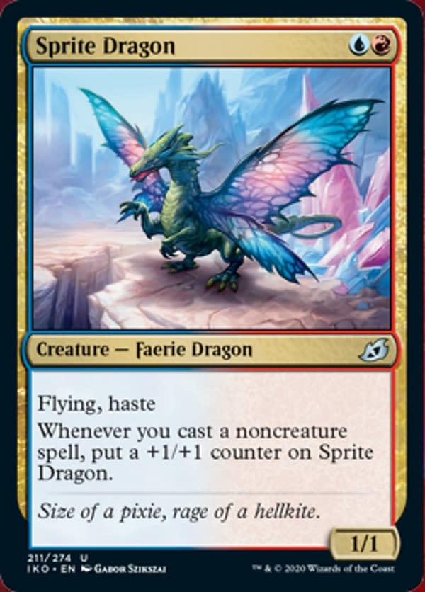 Sprite Dragon, a new card from the Ikoria: Lair of Behemoths set for Magic: The Gathering.