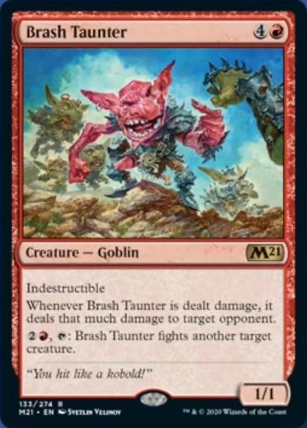 Brash Taunter, a new card from Core 2021, an upcoming set for Magic: The Gathering.