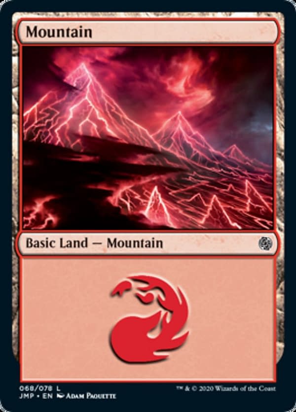Mountain, a reprinted card from Jumpstart, an upcoming Sealed-based expansion set for Magic: The Gathering.