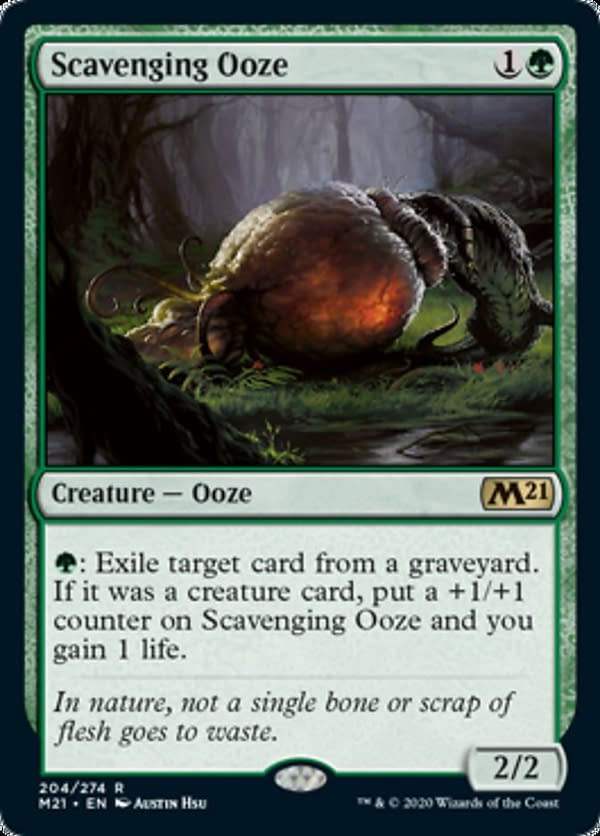 Scavenging Ooze, a reprinted card from Core 2021, an upcoming expansion set for Magic: The Gathering.