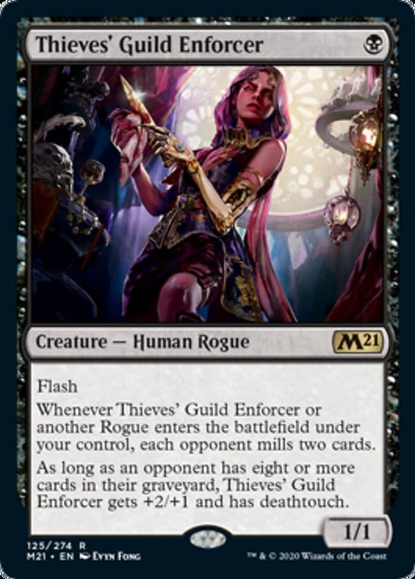 Thieves' Guild Enforcer, a new card from Core 2021, an upcoming expansion set for Magic: The Gathering.