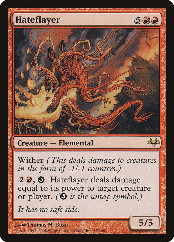 Hateflayer, a Magic: The Gathering card from the Eventide expansion set. This card is the other key part of a multi-component combo in this Commander deck.
