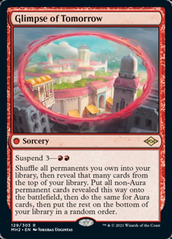 Glimpse of Tomorrow, a new sorcery card from Modern Horizons 2, the next upcoming set for Magic: The Gathering.