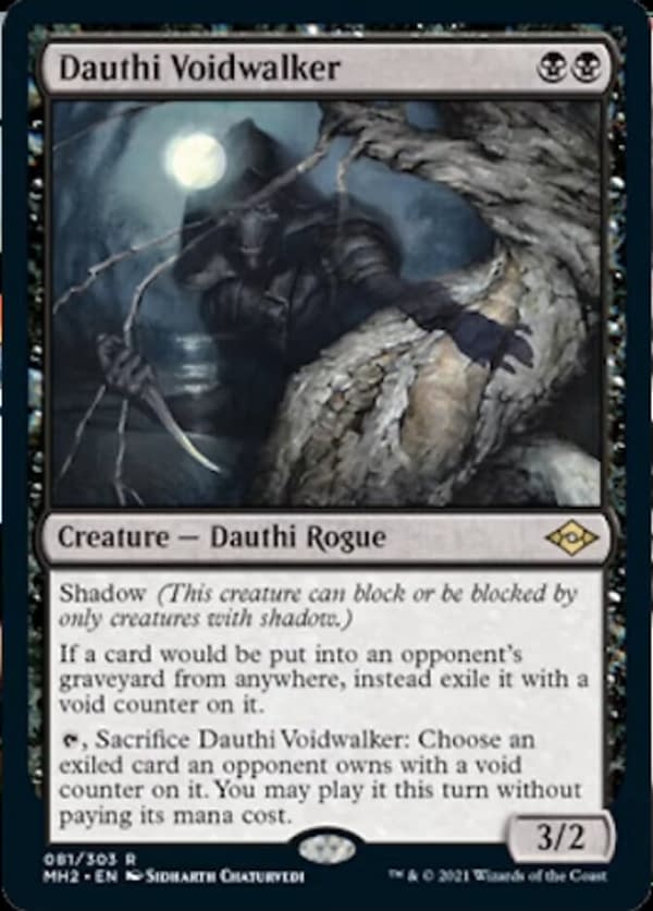Dauthi Voidwalker, a new creature card from Magic: The Gathering's next supplemental set release, Modern Horizons 2.
