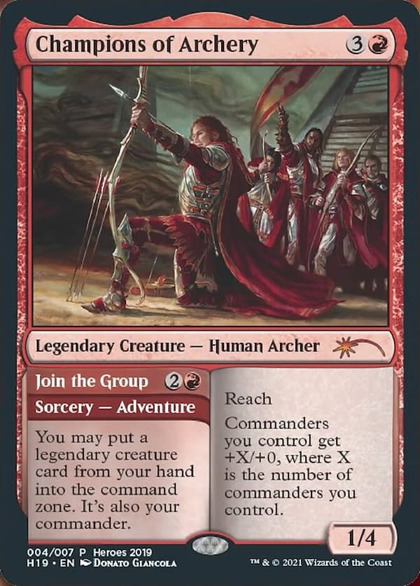 Champions of Archery, the 2019 Heroes of the Realm card from Magic: The Gathering awarded to the crew behind the Throne of Eldraine expansion set.